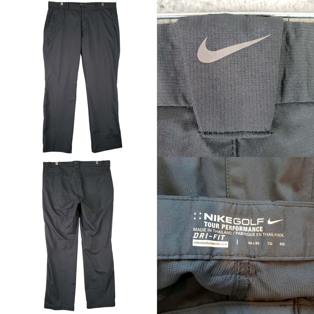 Nike‎ Rory McIlroy Modern Slim Golf Pants Mens 38x32 Black Tour Performance